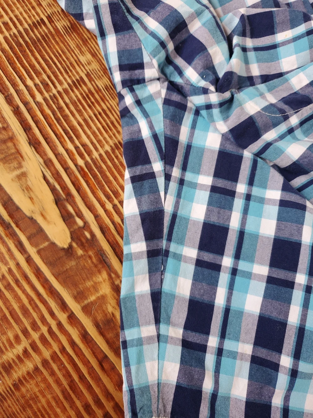 Classic Navy Crew Tee with Blue Plaid Shorts